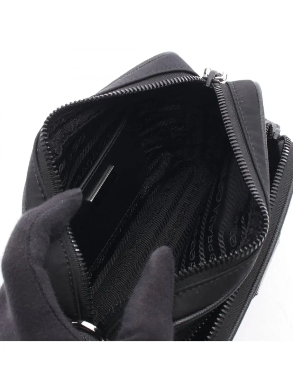 Prada Shoulder Bag Tessuto Nylon Saffiano Leather